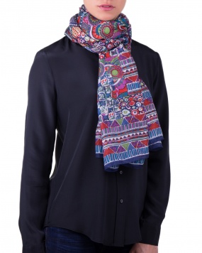 Foulard soie MAIA abstract blue femme