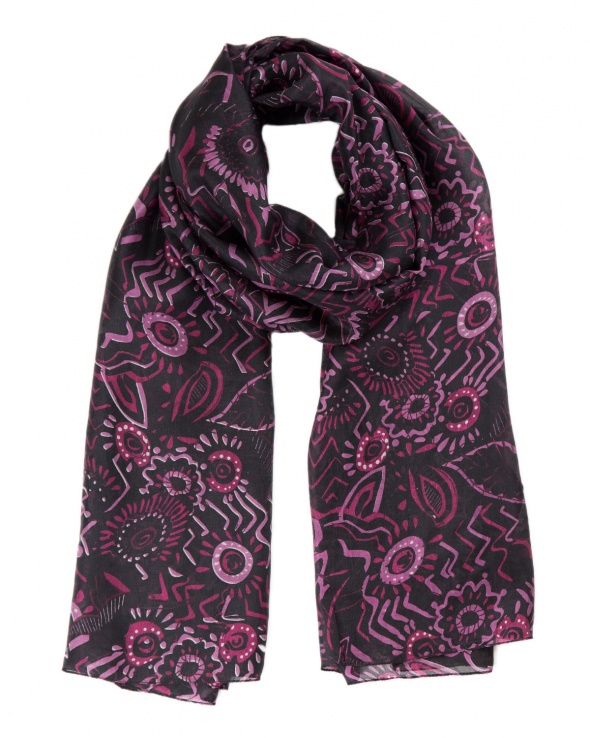 Foulard soie MAIA flower plum femme