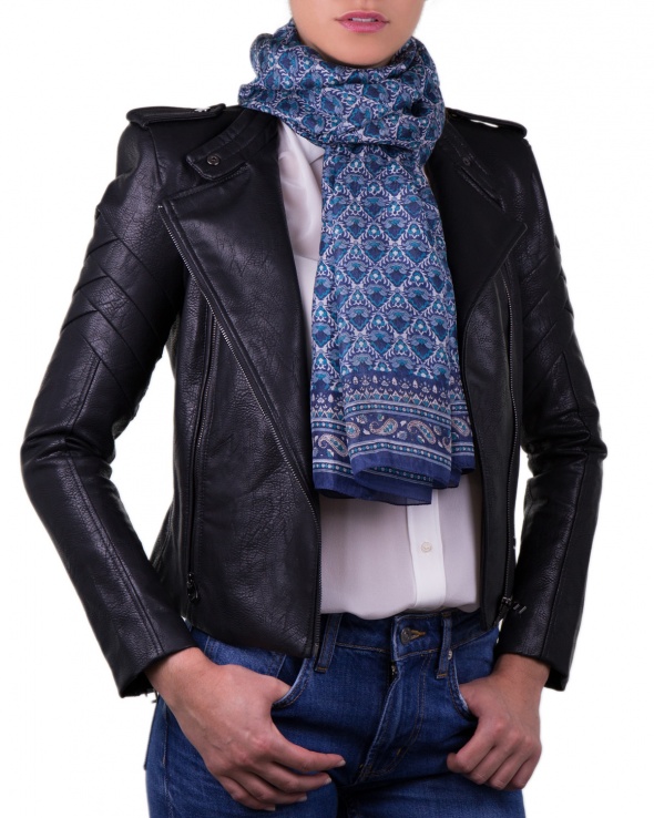 Foulard soie MAIA sari blue femme