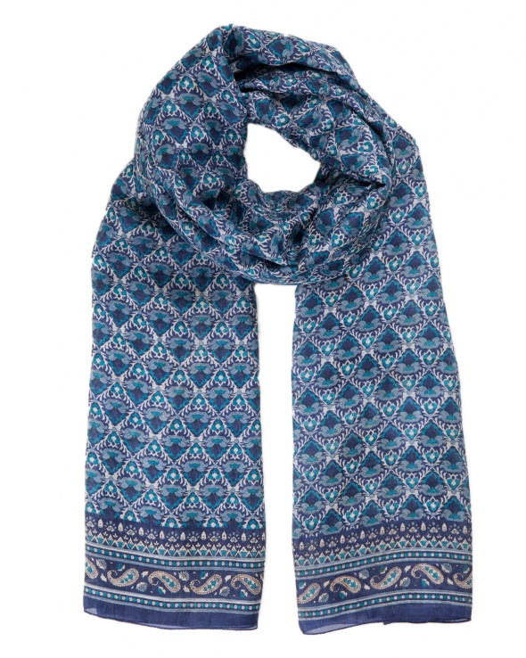 Foulard soie MAIA sari blue femme