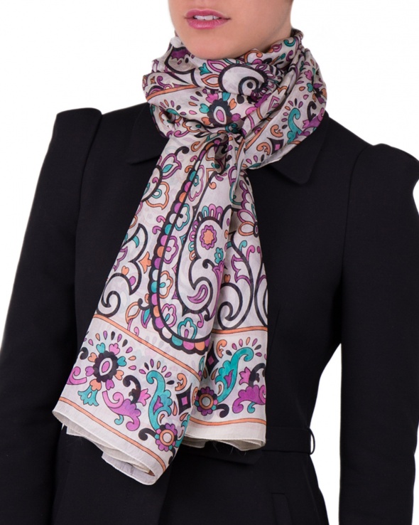 Foulard soie MAIA tatoo black femme