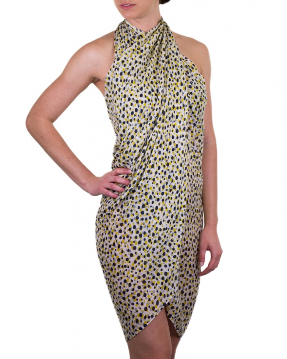 Pareo coton soie BALI dots yellow femme